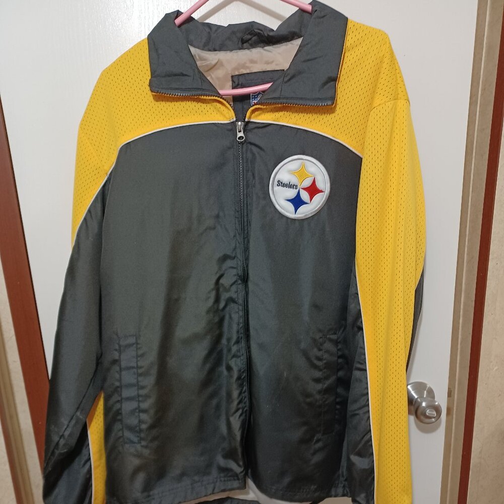NFL Team Apparel Pittsburgh Steelers Warm Up Windbreaker Jacket Mens Med NWT